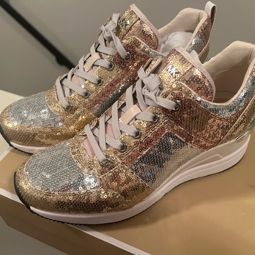 Michael Kors Georgie Trainer Color-Block Sequined Size 8